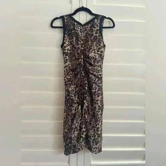 Isabel Marant Silk Tank Mini Dress Leopard Print Ruched Jafney 1 XS S Brown Slip - Picture 9 of 14